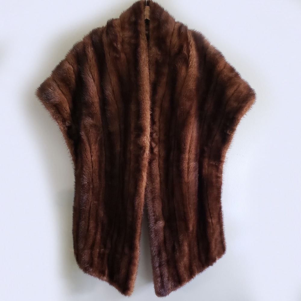 I.Magnin & Co. Vintage Brown Mink Fur Shawl Stole